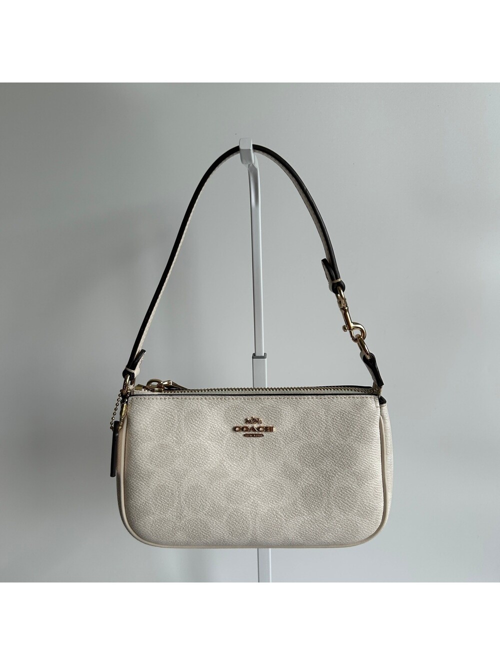 Coach Nolita 19 Chalk White Pebbled Leather Shoulder Bag Excellent